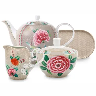 Service à Thé Pip Studio Blushing Birds Khaki (Set 4) Commande En Gros