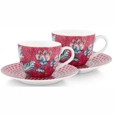 Tasses à Expresso Pip Studio Flower Festival Dark Pink 120 ml (Set 2) Bon Plan