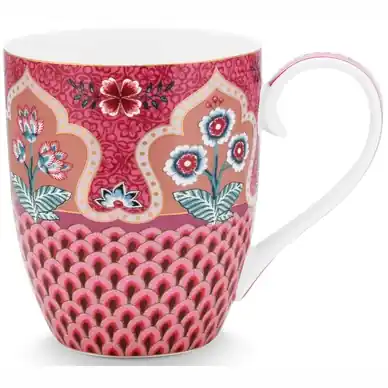 Tasses Pip Studio Flower Festival Scallop Deco Dark Pink 450 ml (Set 6) Certifié