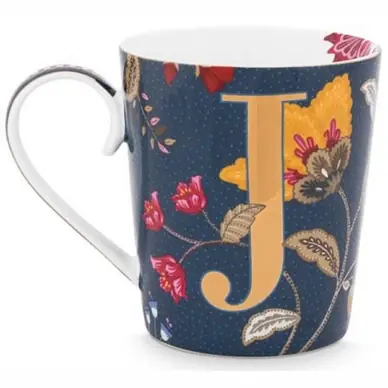 Prix Choc Tasse Pip Studio Alphabet Mug Floral Fantasy Blue J 350 ml