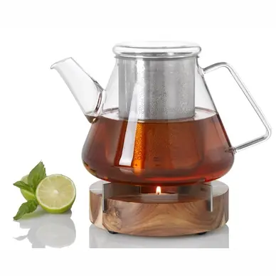 Théière AdHoc Cone avec Chauffe-Théière Transparent Super Prix