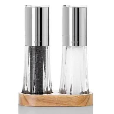 Moulin à Poivre et à Sel Adhoc Menage Crystal Transparant/Argent Nouvel Arrivage