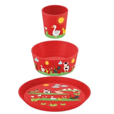 Offre Du Jour Vaisselle Enfant Koziol Bio-Circulair Connect Farm Red (3 pièces)