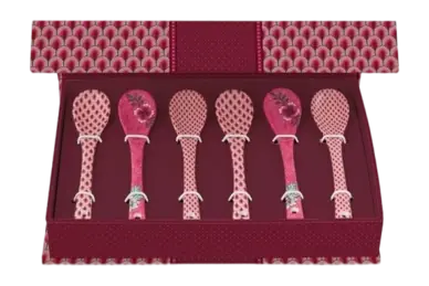 Coffret Cadeau Cuillère à Thé Pip Studio Oriental Flower Festival Dark Pink (Lot de 6) Paiement Sécurisé