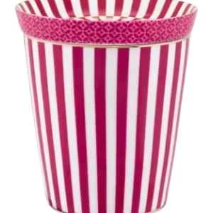 Mug et Soucoupe Pip Studio Royal Small Stripes Dark Pink 230 ml (2-Pièces) Nouvel Arrivage