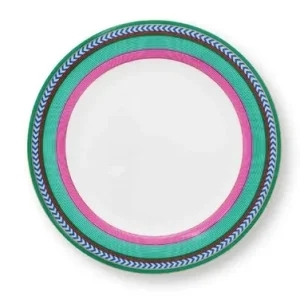 Commander Vite Assiette à Petit Déjeuner Pip Studio Chique Stripes Pink Green 23 cm (Lot de 6)