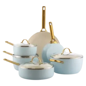 Dernière Chance Batterie de Cuisine GreenPan Padova Light Blue avec Revêtement antiadhésif Céramique (10-Pièces)