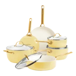 Bon Marché Batterie de Cuisine GreenPan Padova Sunshine avec Revêtement Antiadhésif en Céramique (10 Pièces)