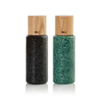 Moulin Sel et Poivre AdHoc Yara Black & Green 18 cm (2-Pieces) Dernier Modèle