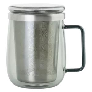 Tendance Verre à Thé avec Filtre AdHoc Yuna 560 ml, Verre, Gris