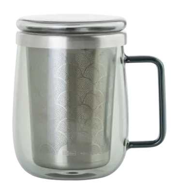 Tendance Verre à Thé avec Filtre AdHoc Yuna 560 ml, Verre, Gris