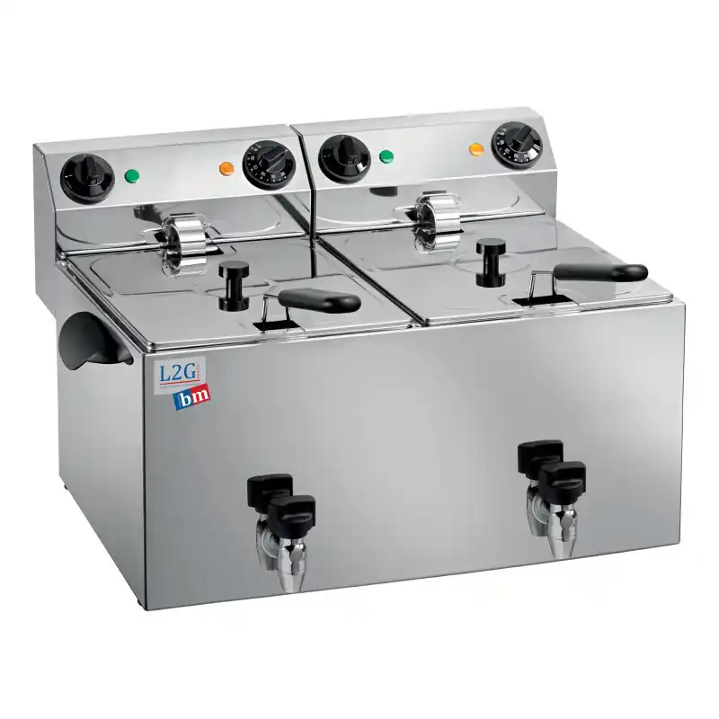 Friteuse de table avec robinet de vidange 2x8L Quantité Limitée